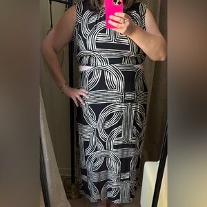 Mango One Shoulder Black and White Dress